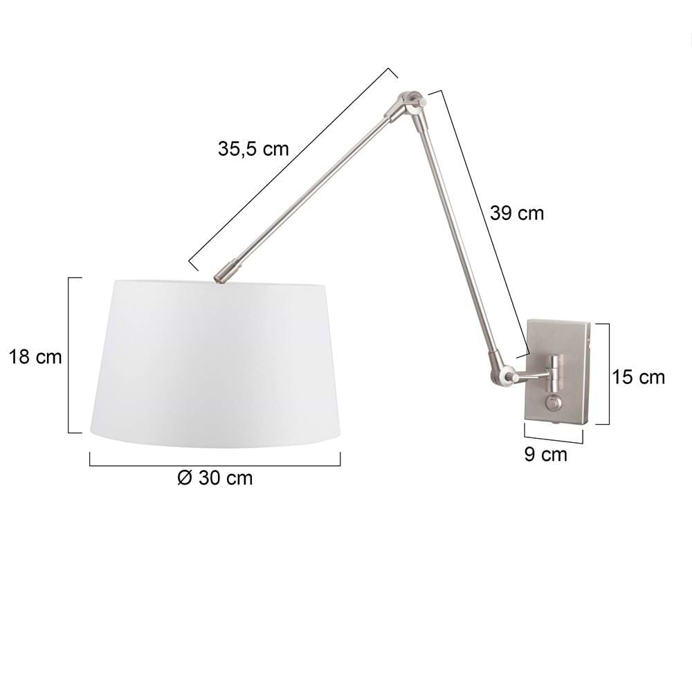 Vloerlamp 1-lichts boog (armatuur) 7268+Kap 50*50*20 rond Be27 wit linnen, STEINHAUER - Afbeelding 4