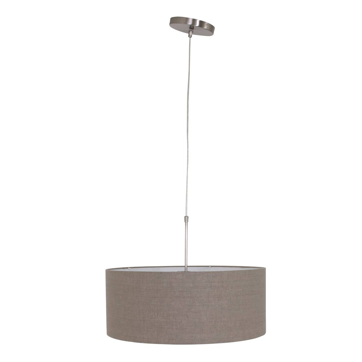 Hanglamp Stresa 9890ST Staal - Linnen Grijze Kap STEINHAUER
