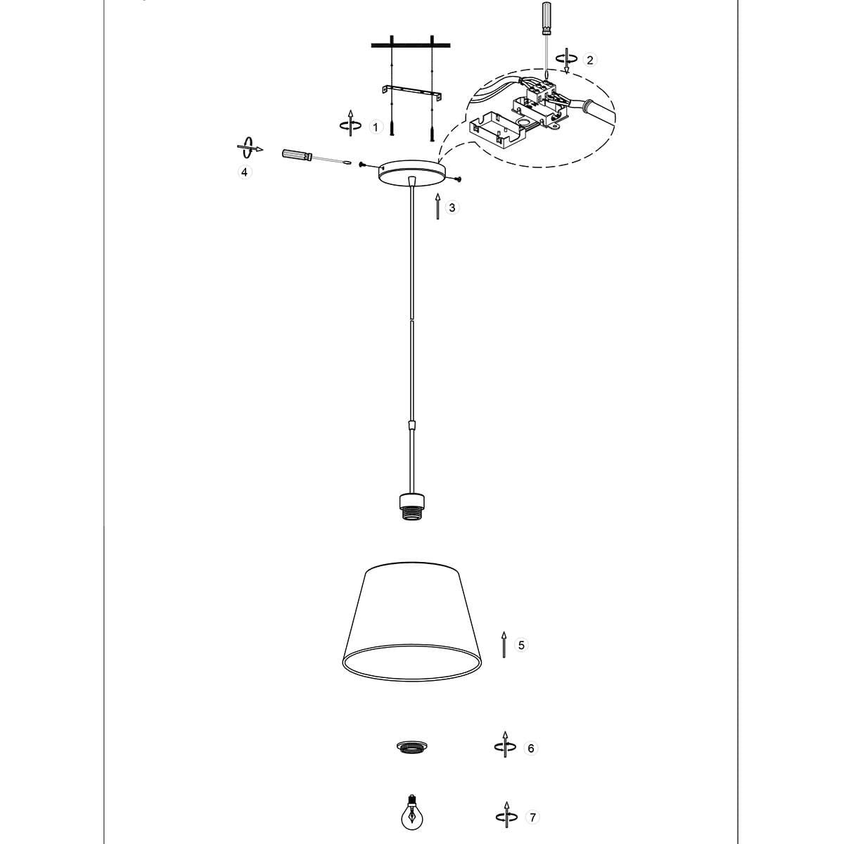 Hanglamp Stresa 9890ST Staal, Linnen Grijze Kap STEINHAUER - Afbeelding 8