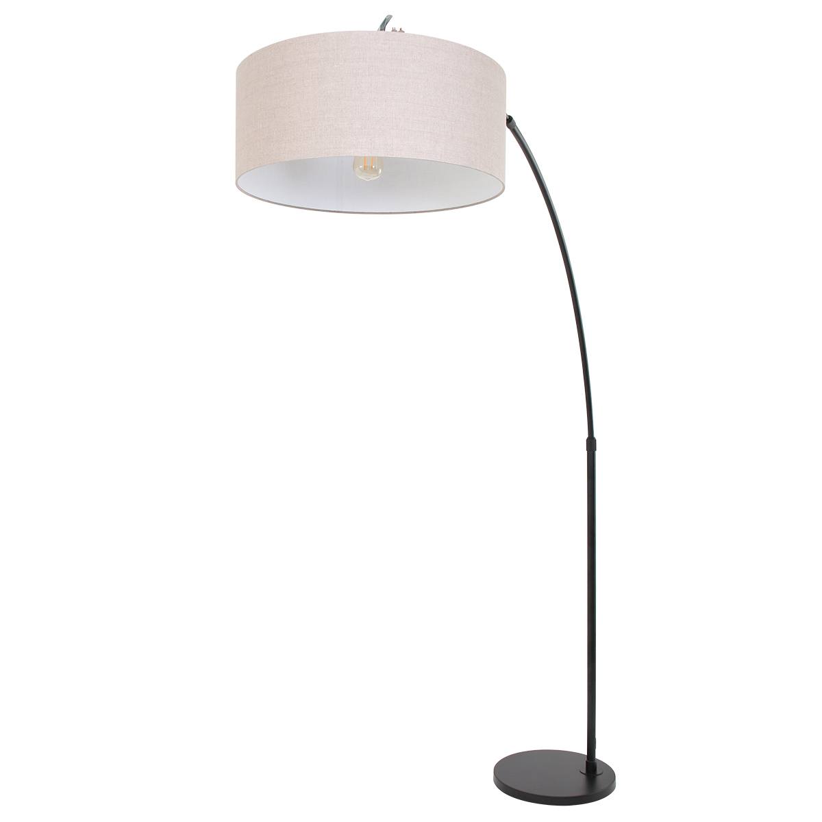 Vloerlamp 1-lichts boog (armatuur) 7268+Kap 50*50*20 rond Be27 grijs linnen - STEINHAUER