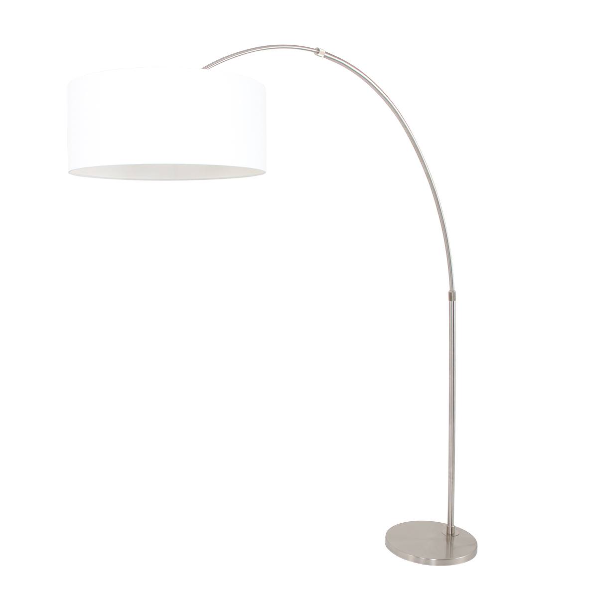 Vloerlamp 1-lichts boog (armatuur) 7268+Kap 50*50*20 rond Be27 wit linnen - STEINHAUER