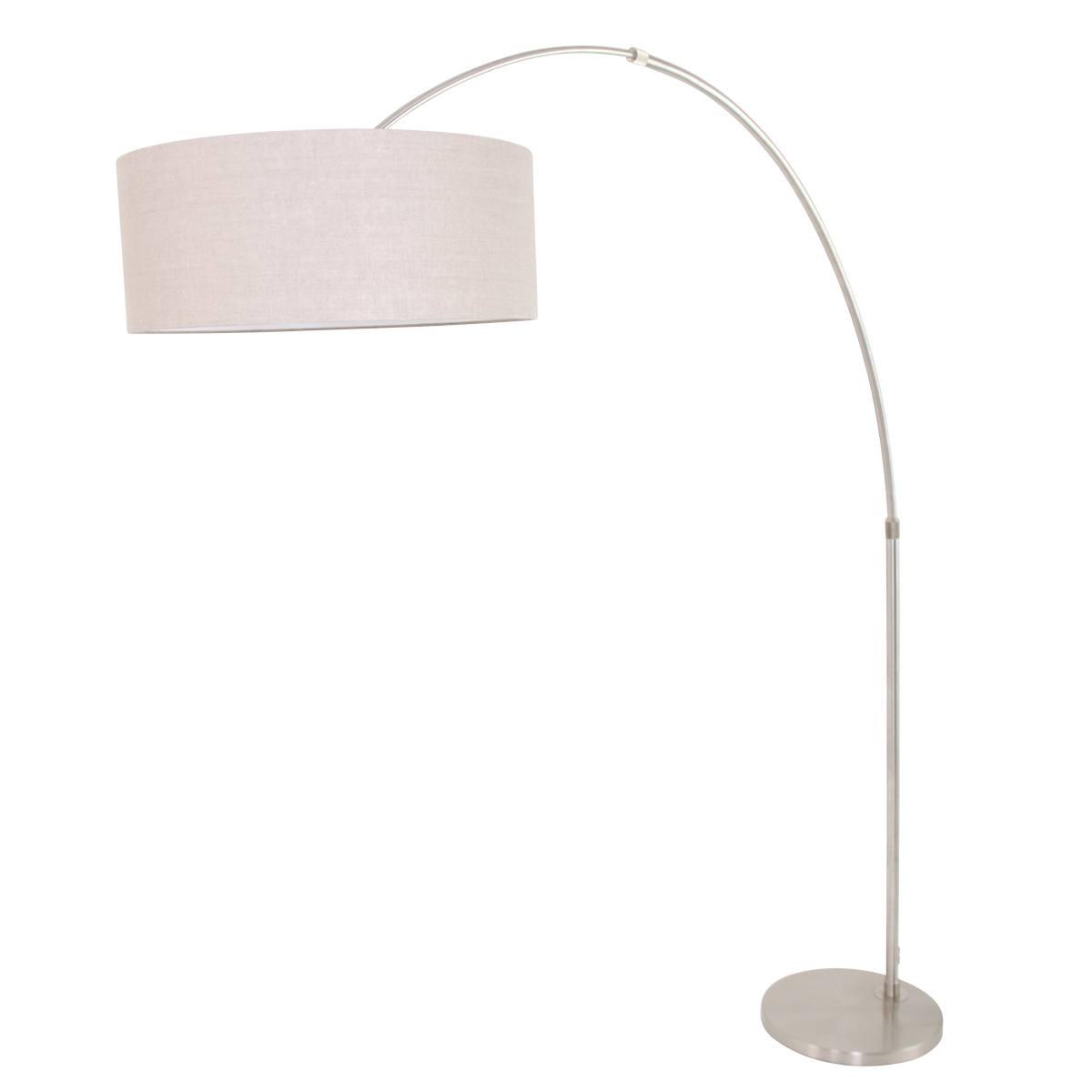 Vloerlamp 1-lichts boog (armatuur) 7268+Kap 50*50*20 rond Be27 grijs linnen - STEINHAUER