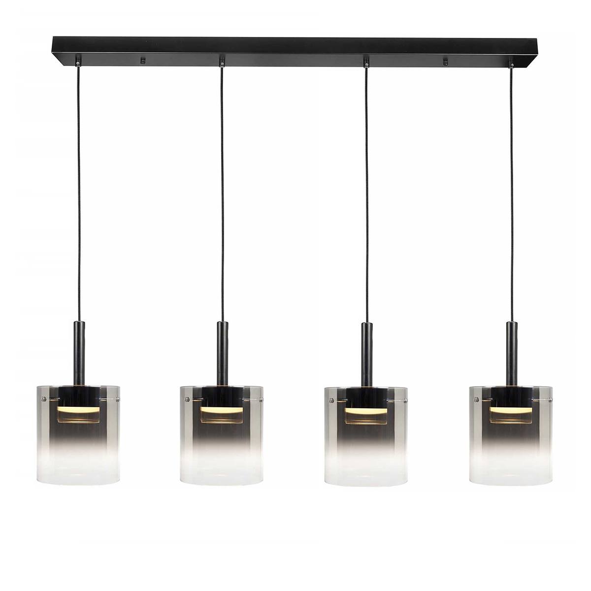 Hanglamp Salerno 4-lichts - H 5427 - 01 - geintegreerd LED - 2700K - 1800 Lumen - 110 cm - Metaal + glas - G 2173 - 19 - HIGH LIGHT
