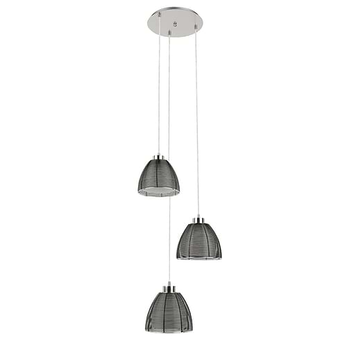 Hanglamp Whires 3x E27 rond Nikkel Mat Zwart Alu - Serie Whires - Hanglamp - High Light - H514801