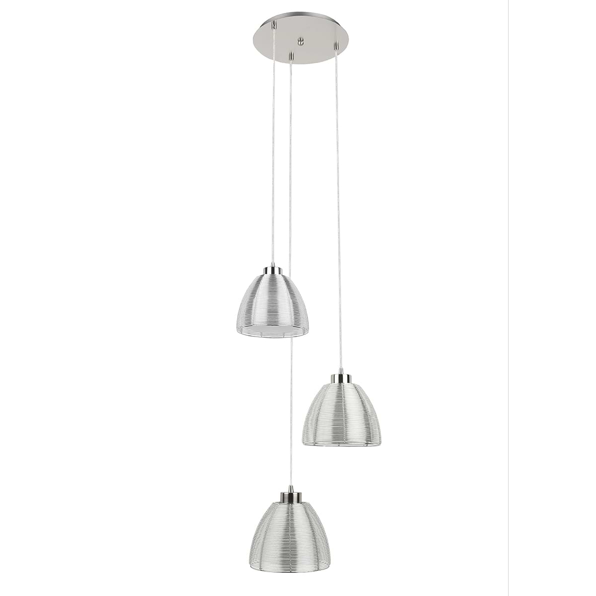 Hanglamp Whires 3x E27 rond Nikkel Mat Zilver Alu - Serie Whires - Hanglamp - High Light - H514831