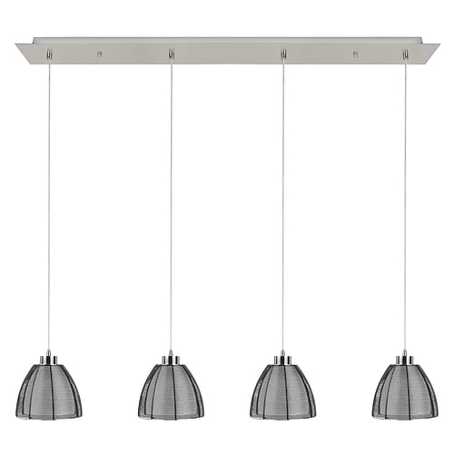 Hanglamp Whires 4x E27 balk 110cm Nikkel Mat Zwart Alu - Serie Whires - Hanglamp - High Light - H514901