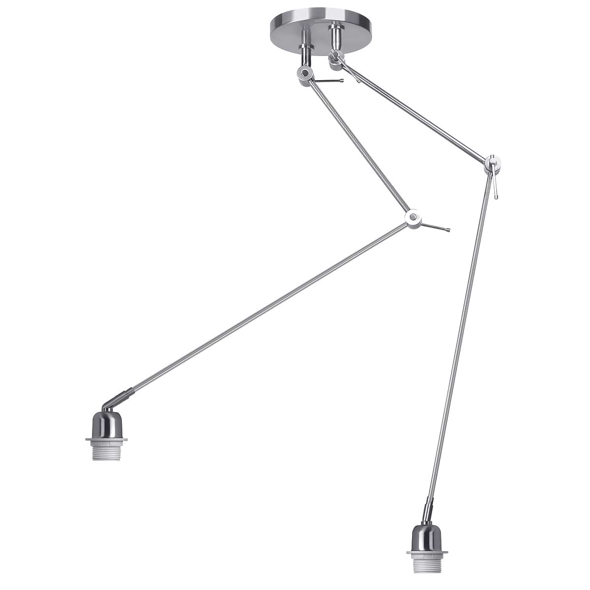Hanglamp - Plafondlamp - Rod lang 2 x E27 Nikkel-mat zonder kap - Serie Rod - High Light - P609130