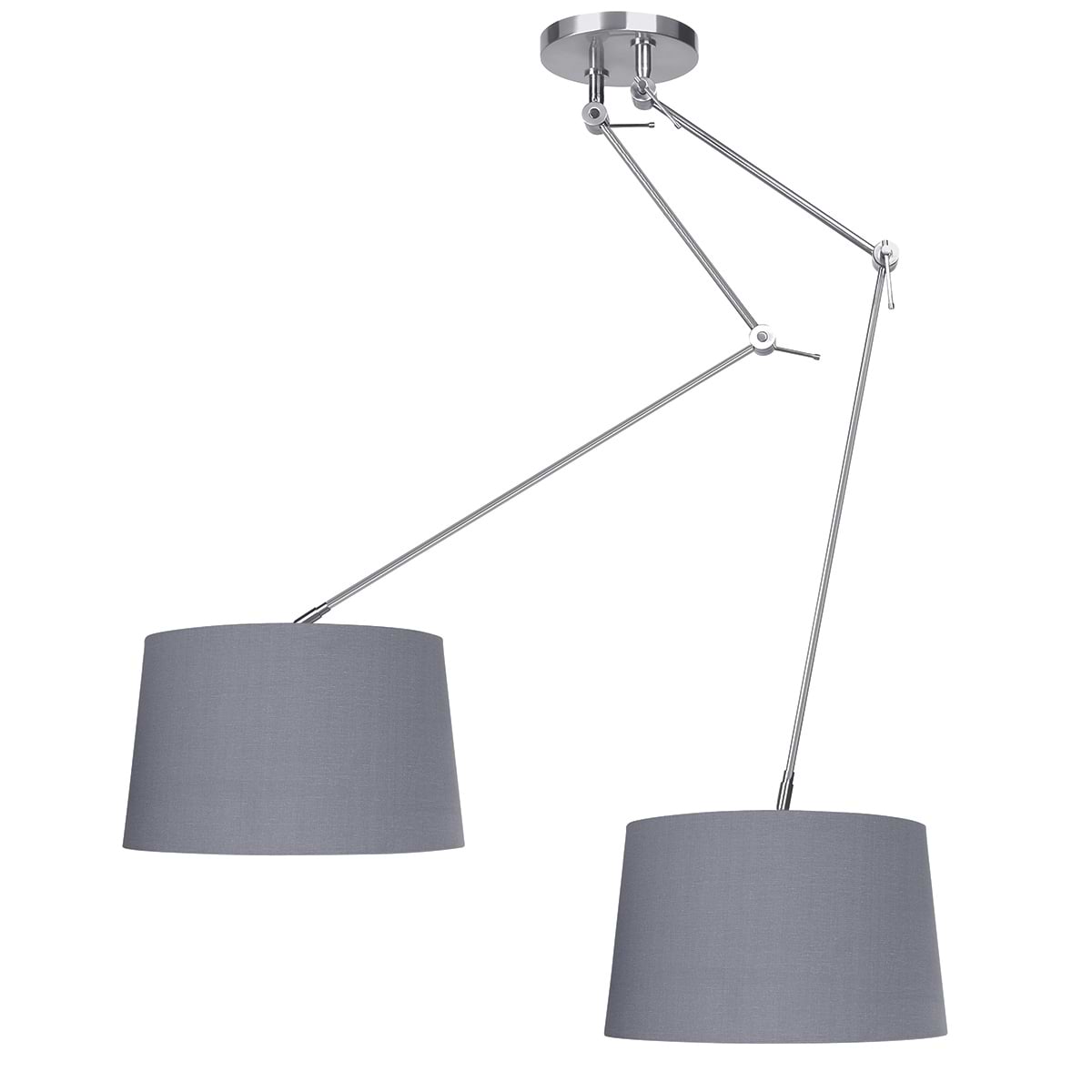 Hanglamp - Plafondlamp - Rod lang 2 x E27 Nikkel-mat zonder kap - Serie Rod - High Light - P609130