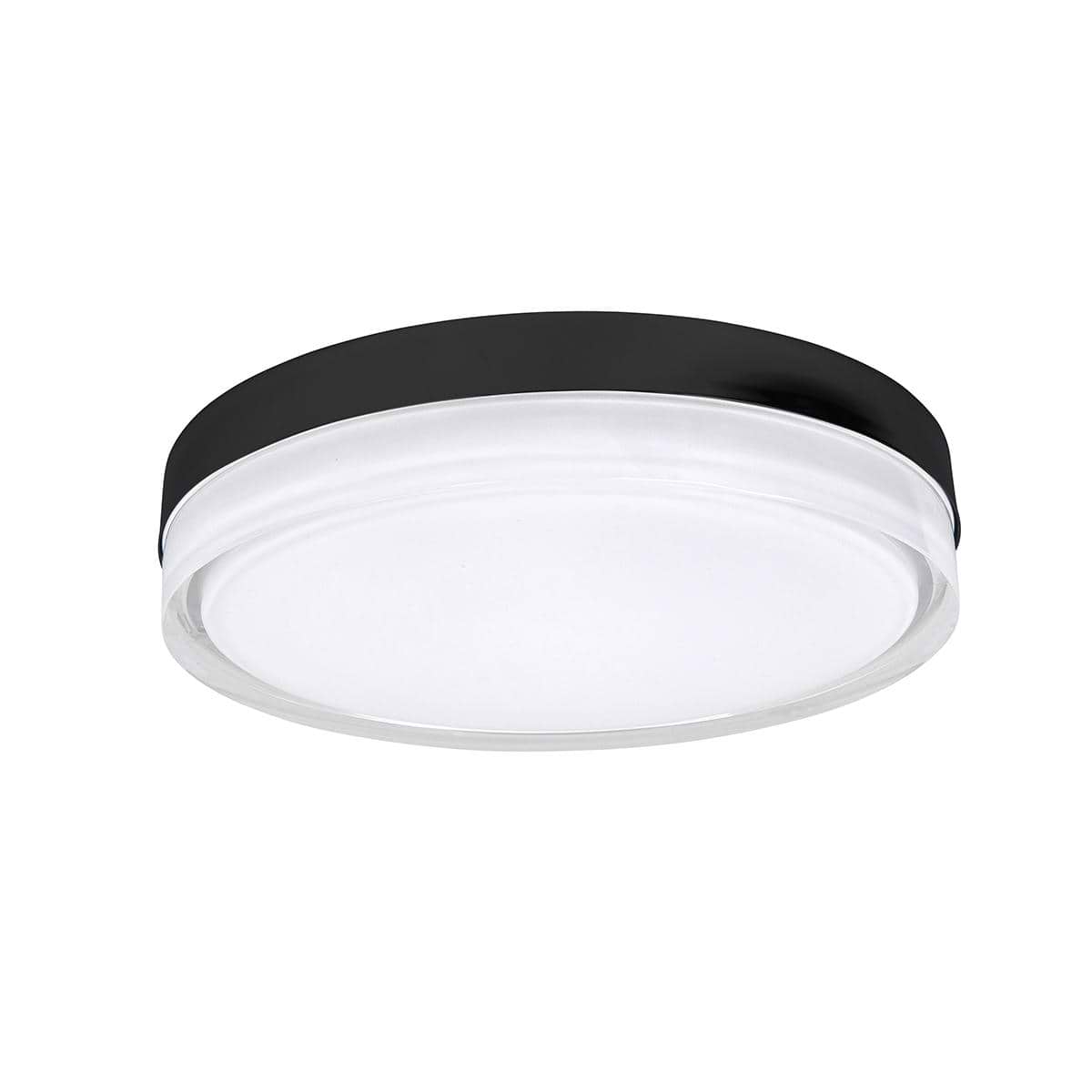 Badkamer plafonnier (zone 2 en 3) Disc 28cm -  18W 3000K IP44 Zwart + 3 standen dimmer + glas opaal - Serie Disc Opaal - Plafondlamp - Plafonnier - High Light - P612301