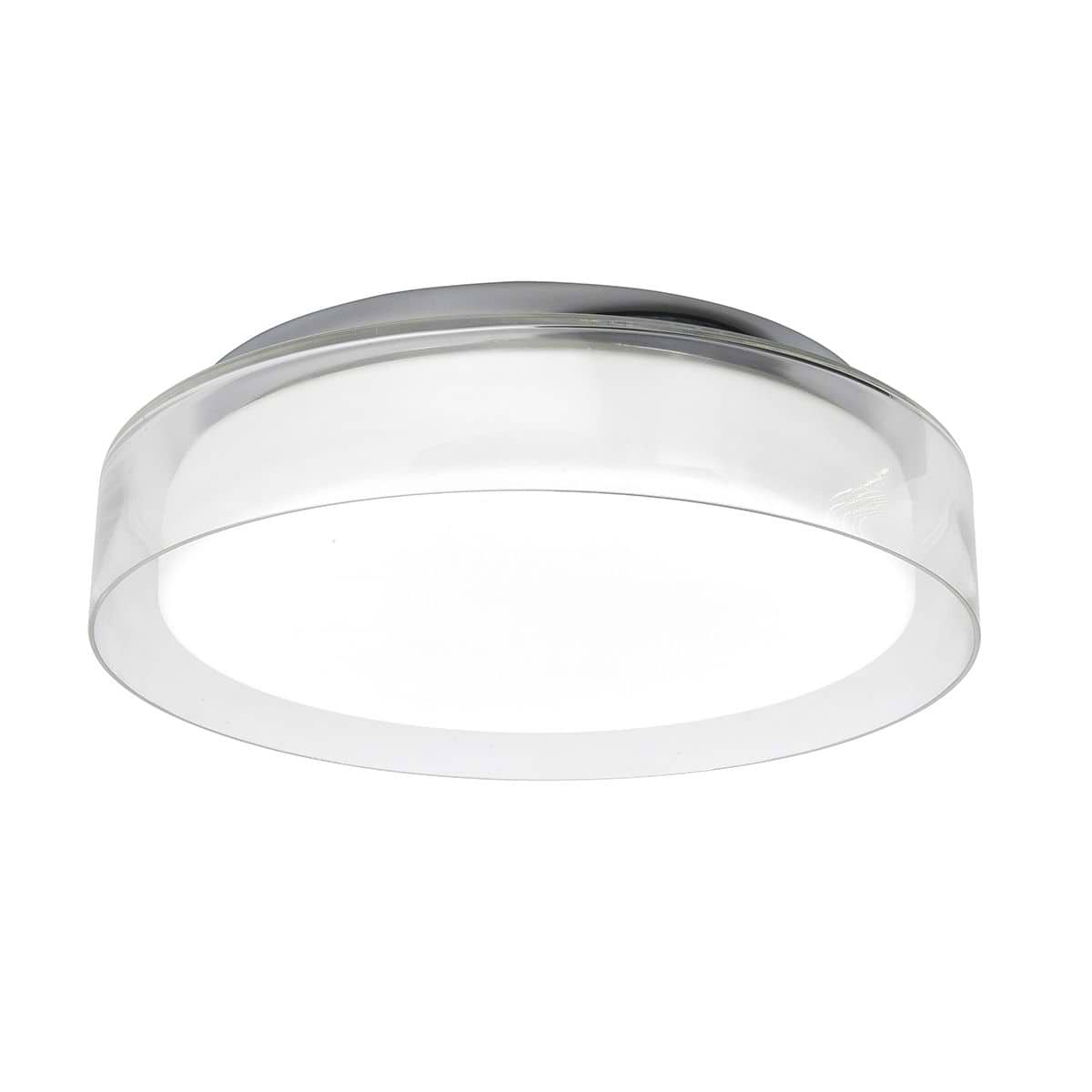 Badkamer plafonnier (zone 2 en 3) Clear 28cm -  18W 3000K IP44 + 3 standen dimmer + glashelder/opaal - Serie Clear - Plafondlamp - Plafonnier - High Light - P612837