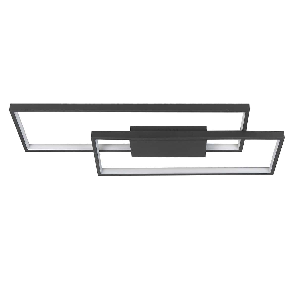 5 cm hoog - incl -  3-standen driver en geïntegreerde LED lichtbron -  De plafondlamp komt uit de Piazza serie van HIGH LIGHT waarin ook andere varianten zitten -  De rechthoeken zitten vast aan de plafondbak -  Het licht schijnt naar binnen en straalt dan uit naar beneden -  Deze plafonnier wordt geleverd inclusief een 3-standen driver -  Deze lamp heeft een led module die schakelbaar is door middel van het aan en uit doen van de bestaande muurschakelaar (dit mag geen dimmer zijn) -  Daarmee dimt u de lamp van volle sterkte 100% naar 70% of naar 30% -  De geïntegreerde LED lichtbron heeft telt 40 Watt - 2700 Kelvin en 3600 Lumen -  P6414 - 01