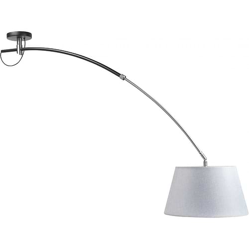 Plafonnier Arc kort Zwart / Nikkel E27 met kap Linnen Taupe - Serie Arc - High Light - P659001