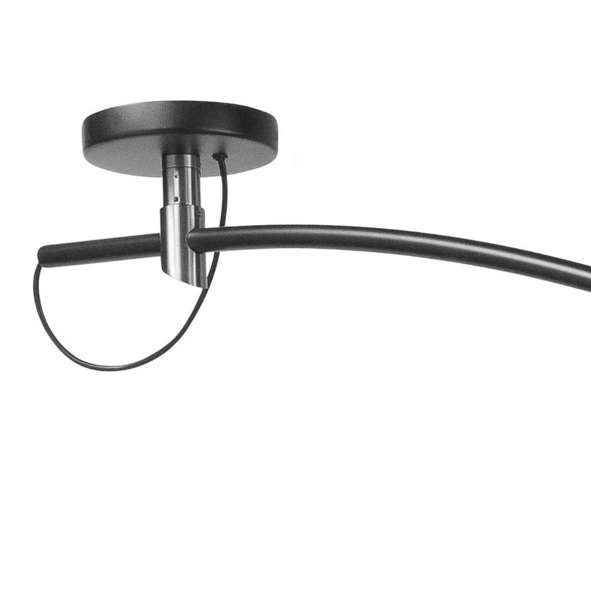 Plafonnier Arc kort Zwart / Nikkel E27 met kap Linnen Taupe - Serie Arc - High Light - P659001