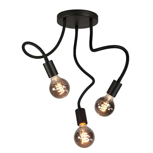 Plafondlamp Flex 3-lichts - mat zwart van HIGH LIGHT -  Deze moderne industriële plafondlamp is voorzien van flexibele buizen met een lengte 50 cm - u kunt de armen van de lamp daardoor buigen -  De diameter van de mat zwarte aluminium plafondplaat is 20 cm -  Hij is geschikt voor drie lichtbronnen met E27 fitting van maximaal 40 Watt (exclusief) -  Ook zeer geschikt voor de mooie dimbare LED filament lampen (kijk in onze webshop bij LED lichtbronnen) -  Deze plafondlamp uit de Flex serie van High Light is dimbaar met een externe wanddimmer (exclusief) -  De plafondlamp is ook te leveren met vijf licht armen -  P6626 - 01