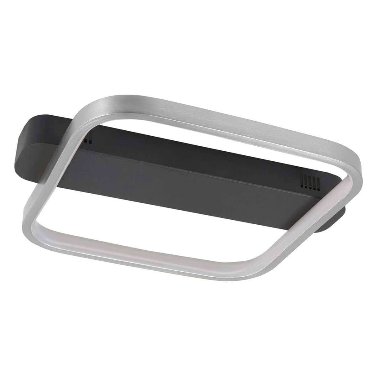Plafondlamp - plafonnier Ascona -  Moderne strakke plafondlamp mat zwart en Nikkel mat -  De mat zwarte plafondplaat heeft een lengte van 36 cm en een breedte van 10 cm -  In het nikkel mat licht kader van 30 x 30 cm zit een geïntegreerde LED strip -  Het licht schijnt naar binnen en straalt uit naar beneden -  De plafondlamp komt uit de Ascona serie van HIGH LIGHT waarin ook andere varianten zitten -  Deze plafonnier wordt geleverd inclusief een 3-standen driver -  Deze lamp heeft een led module die schakelbaar is door middel van het aan en uit doen van de bestaande muurschakelaar (dit mag geen dimmer zijn) -  Daarmee dimt u de lamp van volle sterkte 100% naar 70% of naar 30% -  De geïntegreerde LED lichtbron heeft telt 20 Watt - 2700 Kelvin en 1800 Lumen -  P6610 - 30