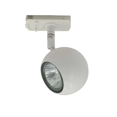 Retro bol spot inclusief adapter voor railverlichting RSWebo-1 - wit - GU10 LED - HIGH LIGHT -  Deze retro bol spot is 16 cm hoog en heeft een diameter van 6 cm -  Deze spot past in het moderne 1 fase railsysteem van Highlight waar eventueel ook cilinder spots in kunnen -  En de hele serie RSWebo-1 is ook verkrijgbaar in de kleur mat zwart -  Het railsysteem is geheel zelf samen te stellen -  U kunt namelijk koppelen aan meer rail en u kunt meer spots in het railsysteem schuiven -  In onze webshop vindt u in de categorie Railverlichting rails van 100 cm en van 150 cm - allerlei koppelstukken - verbinders en ook bochten om het systeem uit te breiden -  Zelfs een adapter om eventueel een hanglamp aan het systeem te hangen -  Alle items in onze webshop met code RSWebo-1 - passen bij elkaar -  De spots zijn te verschuiven - draaibaar en kantelbaar -  De aansluitvoeding zit aan het begin van de rail daar zit ook het kroonsteentje om de aansluiting te maken -   De spot is geschikt voor een GU10 LED lichtbron van maximaal 35 Watt -  De spots zijn ook dimbaar te maken met een externe wanddimmer (exclusief) -  S7016 - 00