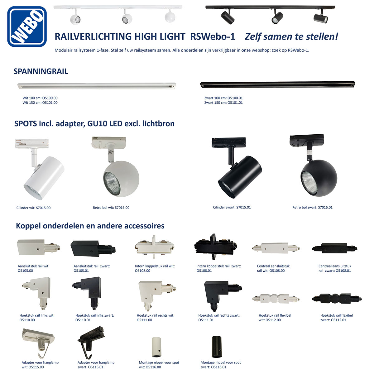 Adapter voor hanglamp voor mat zwarte spanningrail -  Deze adapter voor een hanglamp maakt onderdeel uit van de moderne railverlichting RSWebo-1 van High Light -  Dit moderne 1 fase railsysteem van Highlight  kunt u geheel zelf samenstellen -  Het systeem RSWebo-1 beschikt over verschillende lengtes spanningrail - over cilinder en retro bol spots - allerlei koppelstukken - verbinders - bochten en zelfs een adapter voor een eventuele hanglamp -  De set is geheel op maat door u samen te stellen - aan elkaar te koppelen en te voorzien van het gewenste aantal spots - maar in onze shop verkopen we ook een paar complete sets met of drie of vier spots -  Het hele systeem is leverbaar in de kleuren mat zwart en wit -  Alle items in onze webshop met code RSWebo-1 - passen bij elkaar -  De spots zijn te verschuiven - draaibaar en kantelbaar -  De aansluitvoeding zit aan het begin van de rail daar zit ook het kroonsteentje om de aansluiting te maken -  De spots binnen de serie RSWebo-1 zijn geschikt voor een GU10 LED lichtbron van maximaal 35 Watt -  De spots zijn ook dimbaar te maken met een externe wanddimmer (exclusief) -  O5115 - 01