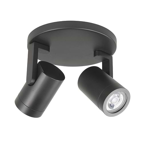 Plafondlamp - plafondspots - Halo spot 2 X GU10 LED rond Mat Zwart zonder lampen - Serie Halo GU10 LED - Spots - High Light - S714601