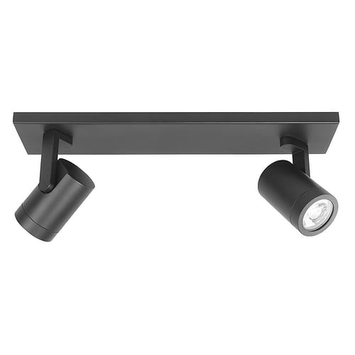 Plafondlamp - plafondspots - Halo spot 2 X GU10 LED balk Mat Zwart zonder lampen - Serie Halo GU10 LED - Spots - High Light - S714801