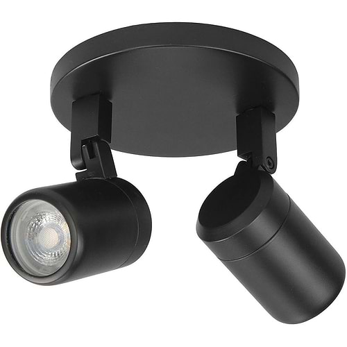 Rain spot 2 X GU10 LED rond IP44 Mat Zwart zonder lamp - Serie Rain - High Light - S737101