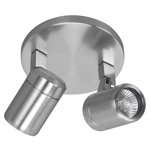 Badkamer spot (zone 2 en 3) Rain spot 2-lichts - plafondlamp met twee spots - GU10 rond IP44 Nikkel Mat zonder lampen - Serie Rain - Spots - High Light - S737130