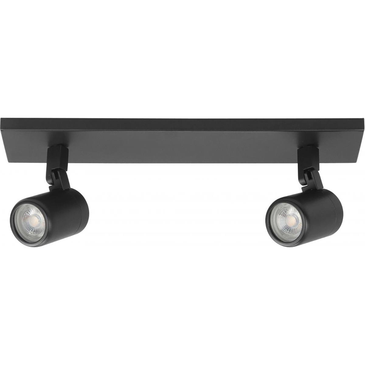 Rain spot 2 X GU10 LED balk IP44 Mat Zwart zonder lamp - Serie Rain - High Light - S737501