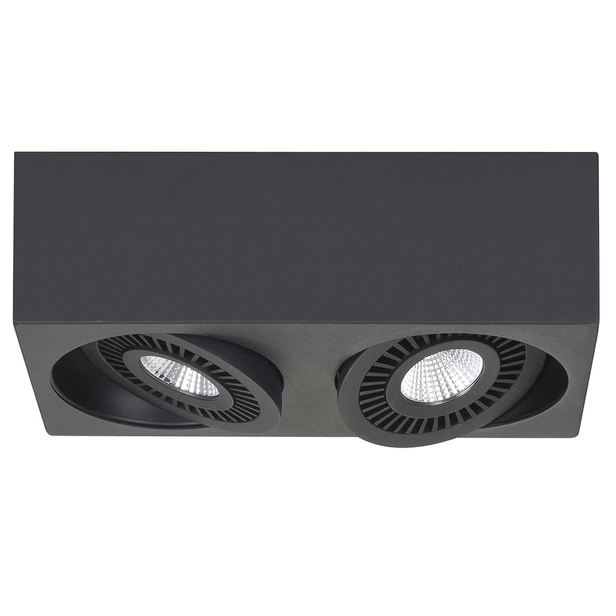 Spot Eye - plafondlamp met twee spots - 2 X 5W Rechthoek LED Mat Zwart Dimbaar - Serie Eye - Spots - High Light - S742601