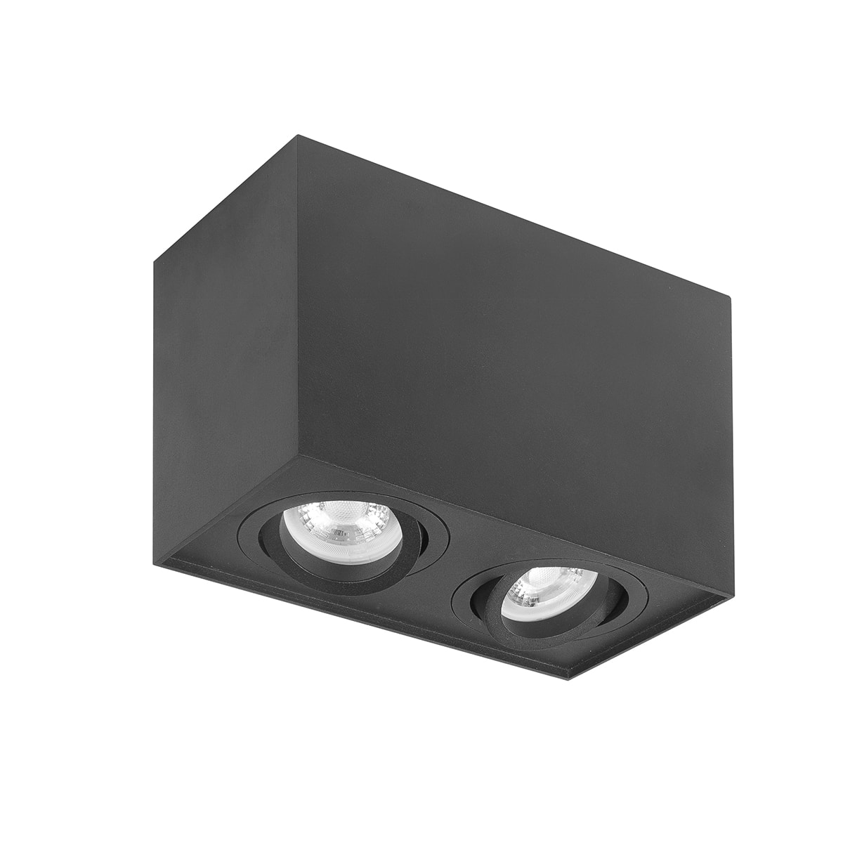 Spot Maxi Rebel - plafondlamp met twee spots - 2 X GU10 Rechthoek Zwart - Serie Maxi Rebel - Spots - Plafondspots - Opbouwspots - High Light - S745501