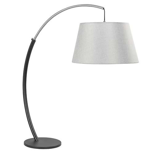 Tafellamp Arc Zwart / Nikkel E27 met kap Linnen Taupe - Serie Arc - High Light - T159001