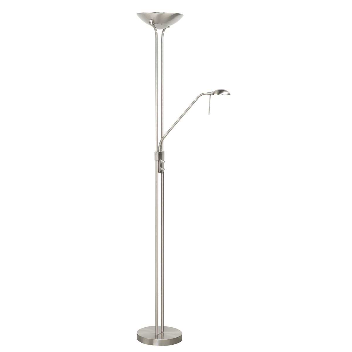 Uplight New Luna 20W LED+ Leesarm 5W LED 2700K Nikkel-Mat + dimmers - Serie New Luna - Vloerlamp - High Light - V417930
