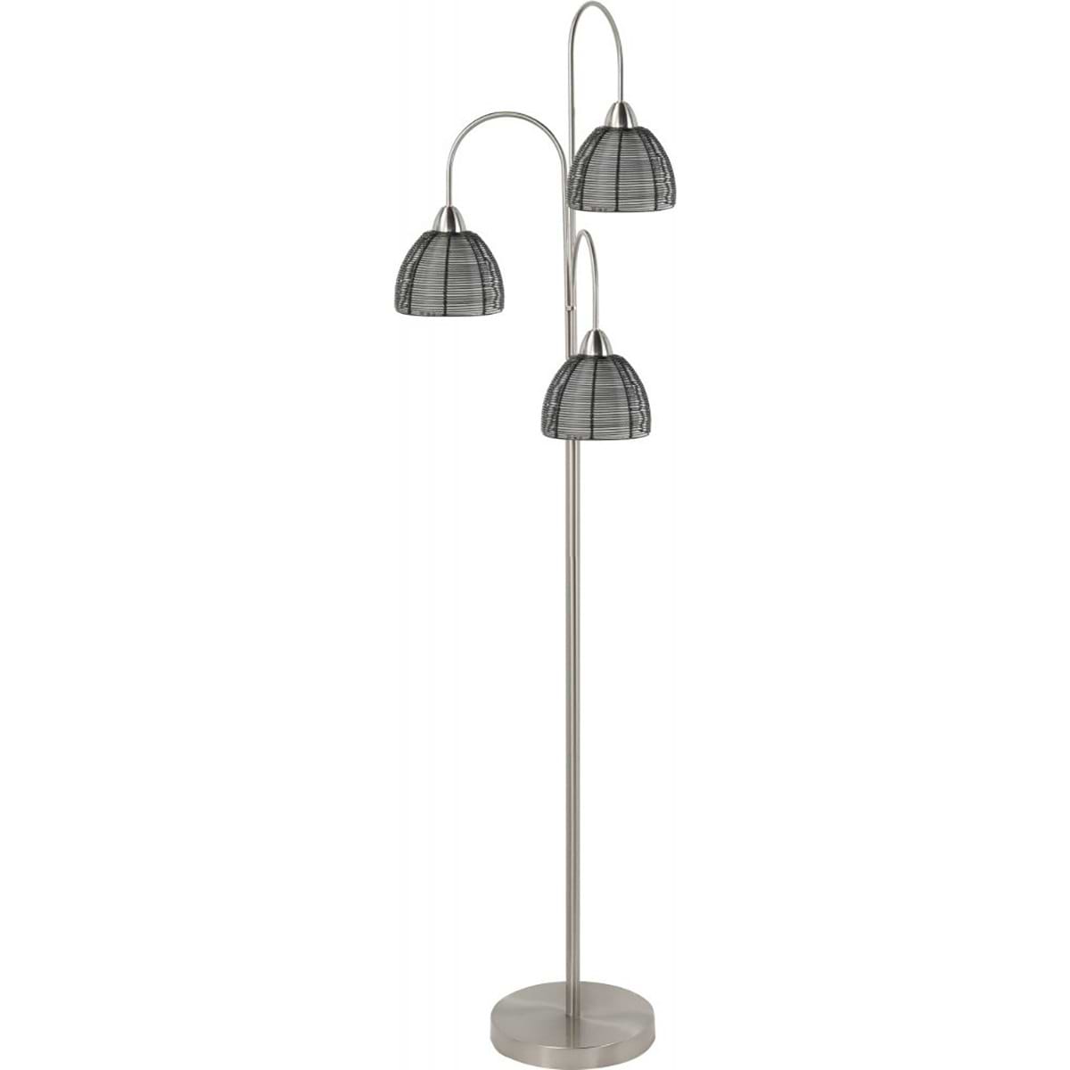 Vloerlamp Whires 3-lichts Nikkel Mat + kapjes Zwart - Serie Whires - High Light - V424601
