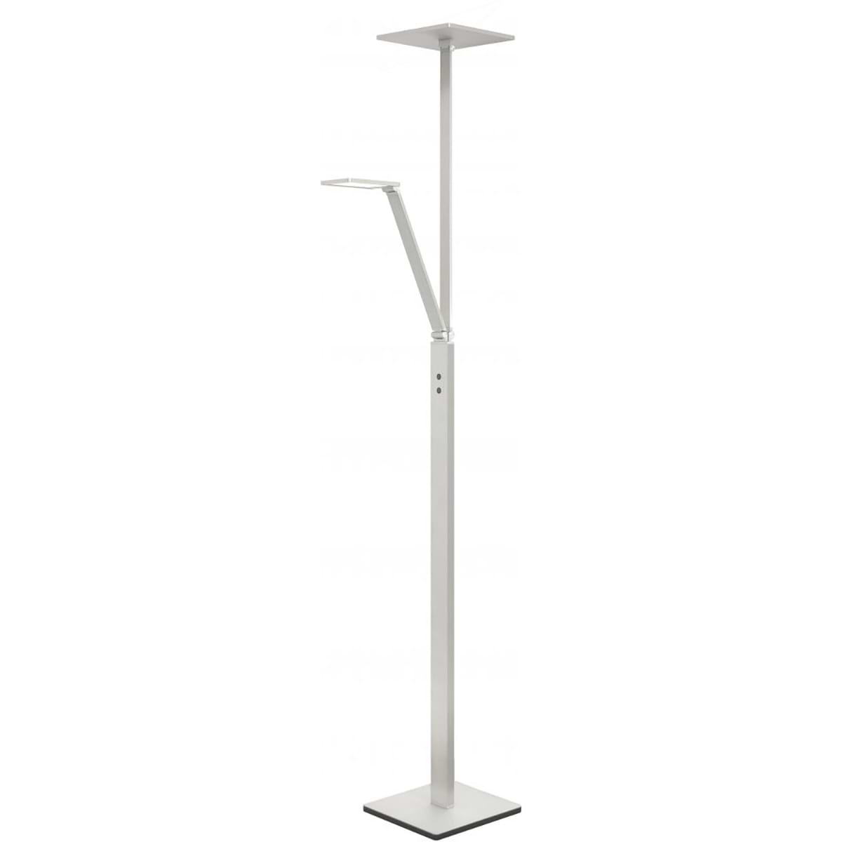 Vloerlamp Uplight Stockholm Vierk -  25W 2700K LED + leesarm 8W LED Nikkel-Mat - Serie Uplight Stockholm - High Light - V449330