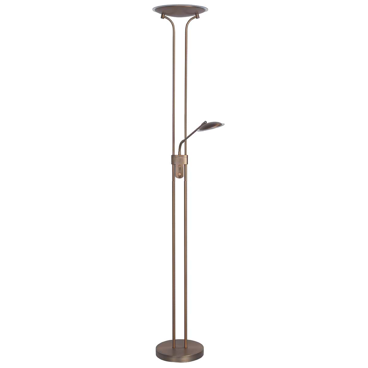Vloerlamp Uplight Strato 30W LED Brons + Leesarm 6W LED + dimmers - Serie Uplight Strato - Vloerlamp - High Light - V477732