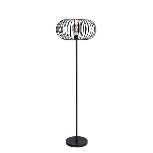 Vloerlamp Bolato - mat zwart metaal - inclusief vloerdimmer - diameter 50 cm - hoogte 164 cm - modern - industrieel - HIGH LIGHT -  Deze moderne decoratieve vloerlamp is uitgevoerd met een E27 fitting - de lichtbron is exclusief -  Deze moderne vloer lamp komt uit de Bolato serie van High Light -  V4560 - 01