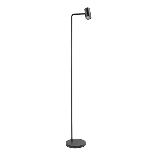 Vloerlamp - leeslamp Burgos - mat zwart metaal - inclusief 3-stap dimmer - hoogte 134 cm - Inclusief GU10 LED lichtbron - modern - HIGH LIGHT -  Deze strakke moderne leeslamp wordt geleverd met een vervangbare GU10 LED lamp van 4 Watt 320 Lumen - 2700 Kelvin -  De lichtbron is voorzien van de 3-stap dim techniek -  Daarmee kunt u de lamp in 3 lichtfrequenties zetten: 100% licht - 40% licht of 10% licht -  De spot op de leeslamp heeft aan de achterzijde een drukknop waarmee u de lamp aan en uit kunt schakelen -  Deze moderne leeslamp komt uit de Burgos serie van High Light en is ook leverbaar in andere kleuren en met één of twee licht armen -  V4718 - 01