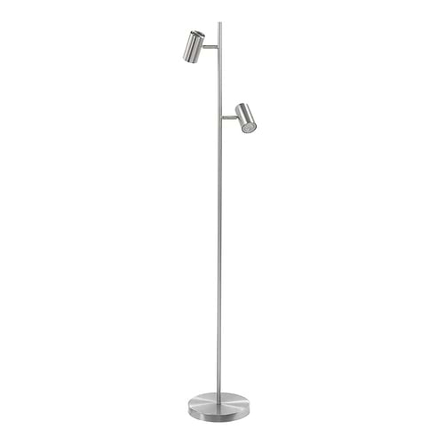 Vloerlamp - leeslamp Burgos - 2-lichts - Nikkel zwart metaal - inclusief 3-stap dimmer - hoogte 142 cm - inclusief GU10 LED lichtbron - modern - HIGH LIGHT -  Deze strakke moderne leeslamp wordt geleverd met in elke spot een vervangbare GU10 LED lamp van 4 Watt 320 Lumen - 2700 Kelvin -  De lichtbron is voorzien van de 3-stap dim techniek -  Daarmee kunt u de lamp in 3 lichtfrequenties zetten: 100% licht - 40% licht of 10% licht -  De spots op de leeslamp hebben aan de achterzijde een drukknop waarmee u de lamp aan en uit kunt schakelen -  Deze moderne leeslamp komt uit de Burgos serie van High Light en is ook leverbaar in andere kleuren en met één of twee licht armen -  V4719 - 30