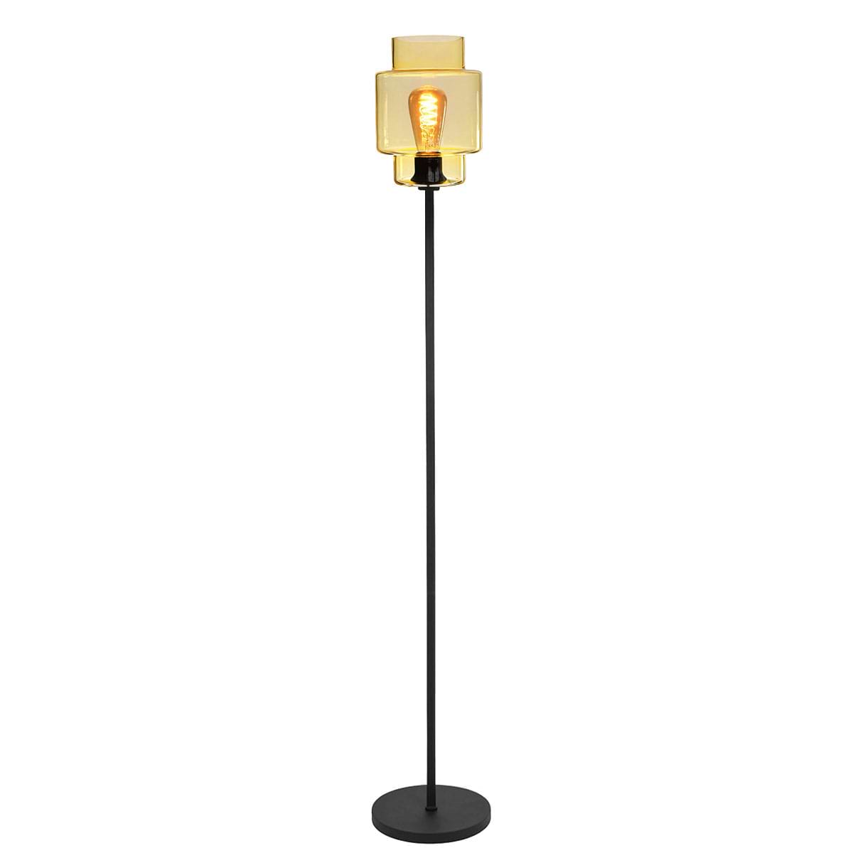 Vloerlamp mat zwart 128 cm hoog met glas Fantasy Moderno - licht geel -  Deze sfeervolle vloerlamp is geschikt voor een E27 fitting -   In de onze webshop ziet u meer glaskleuren op deze lamphouder -  Deze lamphouder is te verkrijgen met Smoke (transparant zwart) - licht roze - licht groen - licht geel en licht blauw glas Fantasy Moderno -  En voor sfeervolle E27 LED lichtbronnen moet u zeker ook even in de categorie LED lichtbronnen kijken -  G2049 - 08 + vloerlamphouder mat zwart