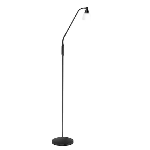 Vloerlamp - leeslamp - Touchy van High Light -  Hoogte 145 cm -   Zwart met mat witte glas kap Opaal van 7