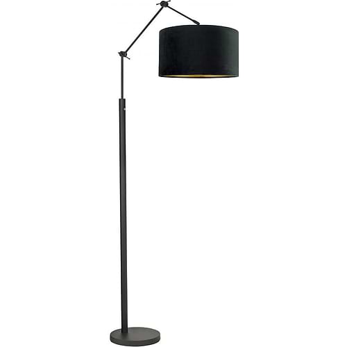 Vloerlamp Magna mat zwart van High Light - verstelbaar - met pulsdimmer op de lamp - 170 cm hoog -  Inclusief zacht fluwelen stoffen lampenkap Cylinder San Remo met een diameter van 45 cm en een hoogte van 25 cm - kleur zwart met mat goden binnenzijde -  E27 LED - HIGH LIGHT -  E27 LED - maximaal 60 Watt - de lichtbron is exclusief -  De ronde vloerplaat heeft een diameter van 28 cm -  De lamp is draaibaar en kantelbaar -  Binnen de Magna serie kunt u kiezen voor verschillende vormen en kleuren lampenkappen -  Zoek in onze webshop op 'Magna' -  V442101+O442601