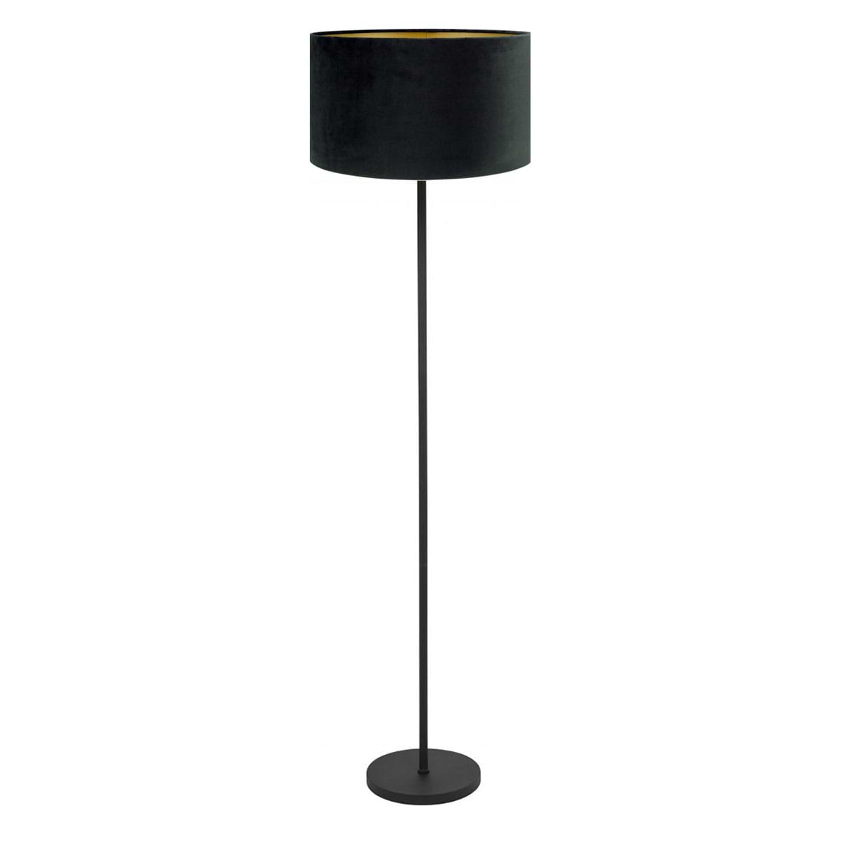 Vloerlamp Project mat zwart van High Light - met snoerschakelaar - dimbaar - 135 cm hoog -  Inclusief zacht fluwelen stoffen lampenkap Cylinder San Remo met een diameter van 45 cm en een hoogte van 25 cm - kleur zwart met mat goden binnenzijde -  E27 LED - HIGH LIGHT -  E27 LED - maximaal 100 Watt - de lichtbron is exclusief -  De lamp is niet verstelbaar -  Binnen de Project serie kunt u kiezen voor verschillende vormen en kleuren lampenkappen -  Zoek in onze webshop op 'Project' -  V472001+O442601