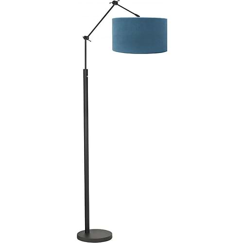 Vloerlamp Magna mat zwart van High Light - verstelbaar - met pulsdimmer op de lamp - 170 cm hoog -  Inclusief zacht fluwelen stoffen lampenkap Cylinder San Remo met een diameter van 45 cm en een hoogte van 25 cm - kleur Ocean Blue - blauw -  E27 LED - HIGH LIGHT -  E27 LED - maximaal 60 Watt - de lichtbron is exclusief -  De ronde vloerplaat heeft een diameter van 28 cm -  De lamp is draaibaar en kantelbaar -  Binnen de Magna serie kunt u kiezen voor verschillende vormen en kleuren lampenkappen -  Zoek in onze webshop op 'Magna' -  V442101+O442604