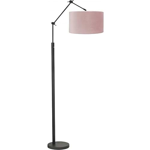 Vloerlamp Magna mat zwart van High Light - verstelbaar - met pulsdimmer op de lamp - 170 cm hoog -  Inclusief zacht fluwelen stoffen lampenkap Cylinder San Remo met een diameter van 45 cm en een hoogte van 25 cm - kleur pink - oud roze -  E27 LED - HIGH LIGHT -  E27 LED - maximaal 60 Watt - de lichtbron is exclusief -  De ronde vloerplaat heeft een diameter van 28 cm -  De lamp is draaibaar en kantelbaar -  Binnen de Magna serie kunt u kiezen voor verschillende vormen en kleuren lampenkappen -  Zoek in onze webshop op 'Magna' -  V442101+O442606