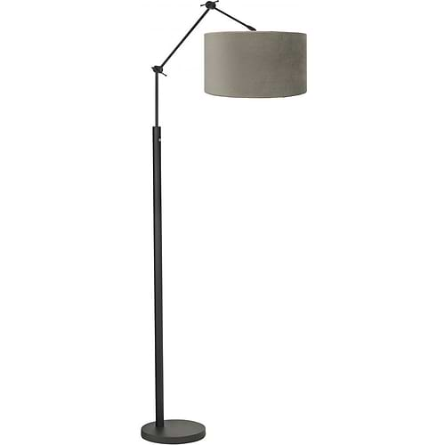 Vloerlamp Magna mat zwart van High Light - verstelbaar - met pulsdimmer op de lamp - 170 cm hoog -  Inclusief zacht fluwelen stoffen lampenkap Cylinder San Remo met een diameter van 45 cm en een hoogte van 25 cm - kleur taupe -  E27 LED - HIGH LIGHT -  E27 LED - maximaal 60 Watt - de lichtbron is exclusief -  De ronde vloerplaat heeft een diameter van 28 cm -  De lamp is draaibaar en kantelbaar -  Binnen de Magna serie kunt u kiezen voor verschillende vormen en kleuren lampenkappen -  Zoek in onze webshop op 'Magna' -  V442101+O442637