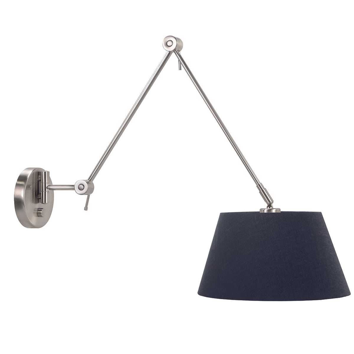 Wandlamp - bedlamp - leeslamp - Rod lang E27 Nikkel Mat + dimmer - zonder kap - Serie Rod - Wandlamp - High Light - W308930