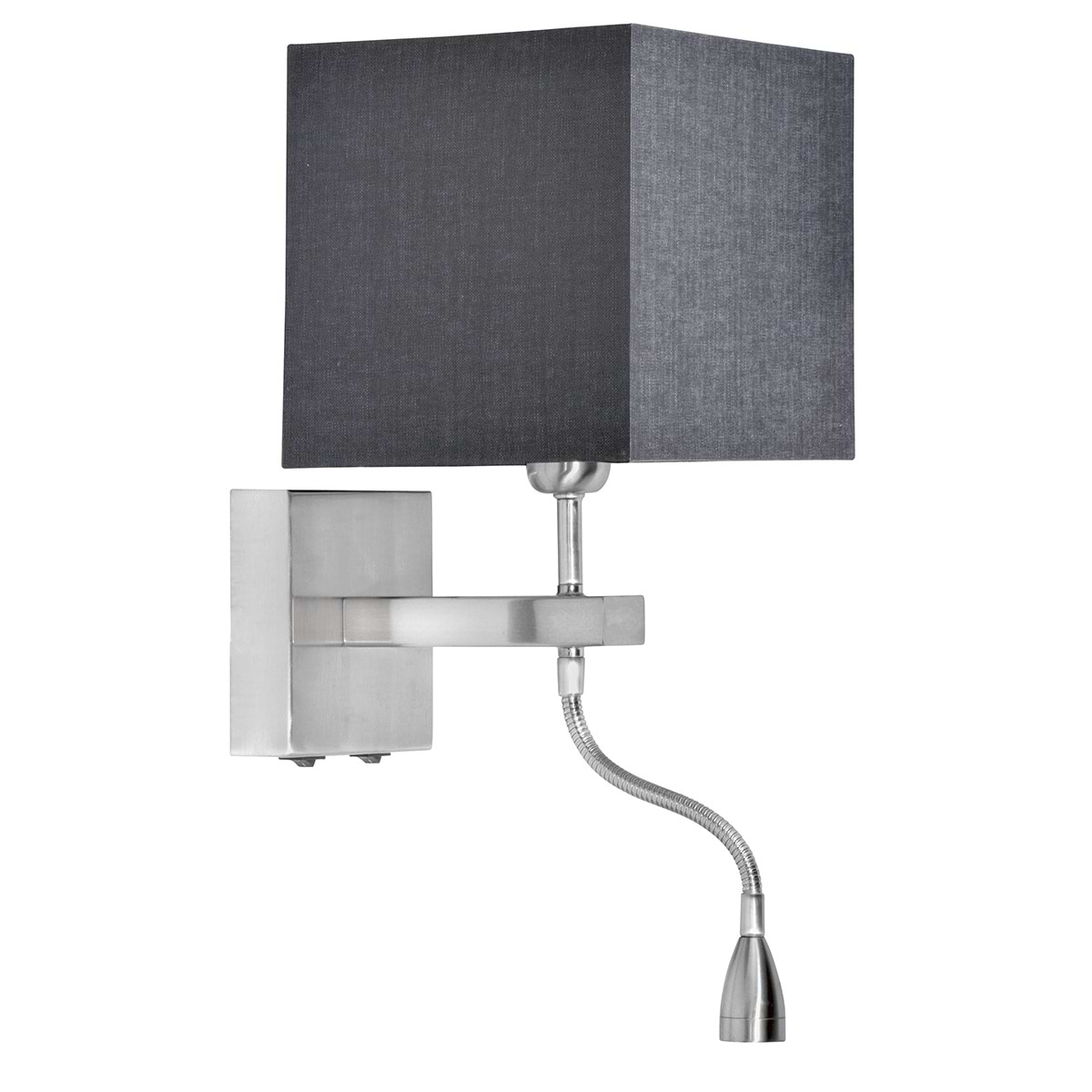 Wandlamp - leeslamp - Square Nikkel-mat + 1W LED Flex - Serie Square - Wandlamp - Bedlamp - Leeslamp - High Light - W320930