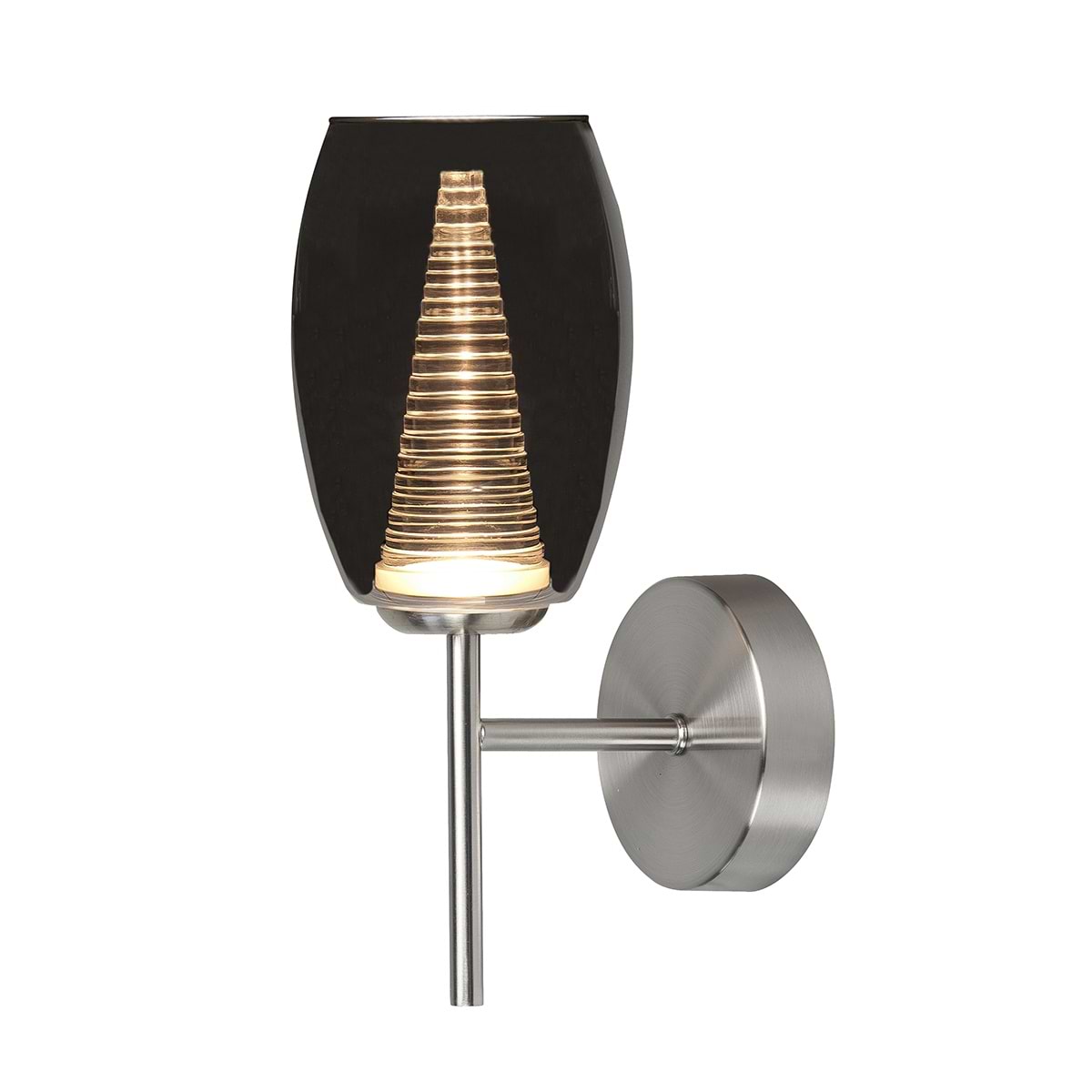 Wandlamp Nebula 5W LED 2700K Nikkel-Mat + glas Smoke - Serie Nebula - Wandlamp - High Light - W343319