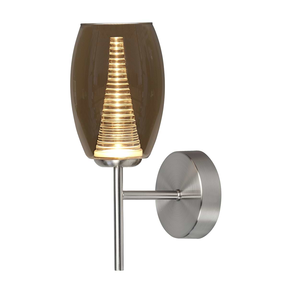 Wandlamp Nebula 5W LED 2700K Nikkel-Mat + glas Amber - Serie Nebula - Wandlamp - High Light - W343328