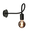 Wandlamp Flex 1-lichts - mat zwart van HIGH LIGHT -  Deze moderne industriële wandlamp is voorzien van een flexibele buis met lengte 50 cm - u kunt de lamp daardoor buigen -  De diameter van de mat zwarte aluminium wandplaat is 10 cm -  Deze moderne wandlamp is ook als plafond lamp te plaatsen -  Hij is geschikt voor een lichtbron met E27 fitting van maximaal 40 Watt (exclusief) -  Ook zeer geschikt voor de mooie dimbare LED filament lampen (kijk in onze webshop bij LED lichtbronnen) -  Deze wand lamp uit de Flex serie van High Light is dimbaar met een externe wanddimmer (exclusief) -  De wandlamp wordt geleverd inclusief snoer met schakelaar -  W3626 - 01