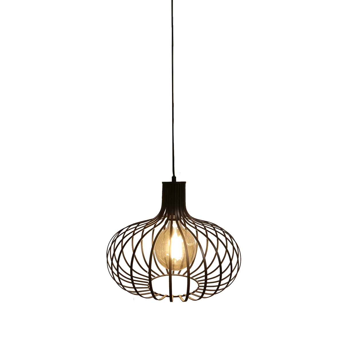 Hanglamp zwart 1-lichts Ø38cm "Lauren" E27 - ART DELIGHT. De hoogte van deze lamp is 30 cm. Er zit een netsnoer aan van 1 -5 meter lang. - HL 1209-04 ZW