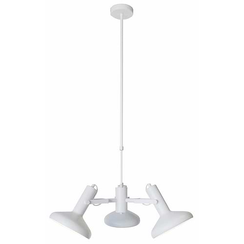 Hanglamp wit 3-lichts 24 cm hoog - 60 cm breed - snoer 150cm "Vectro" E27 - ART DELIGHT - HL 1941 WI